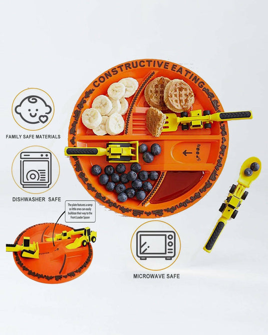 Montessori Children's Bulldozer Excavator Utensils: Culinary Adventure Set