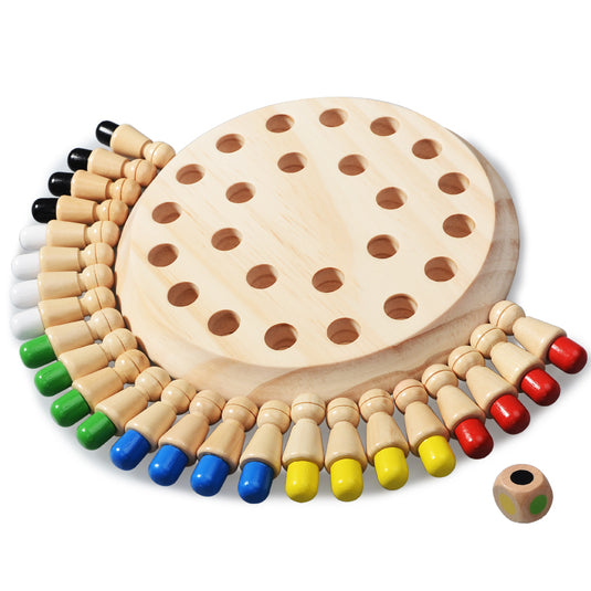 Montessori Memory Match Stick Chess Puzzle Game: Kids Educational Wooden Toys